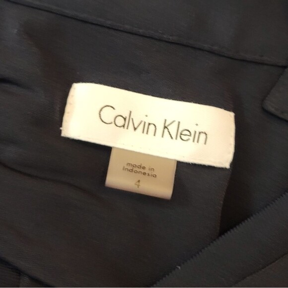 Calvin Klein Navy Blue Gold Button Roll Tab Long Sleeve Shirt Dress Size 4 - Picture 4 of 12